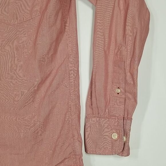 DH3 Shirt Men's Small Button Down Long Sleeve 100% Cotton Off Red Office Preppy - Picture 3 of 10